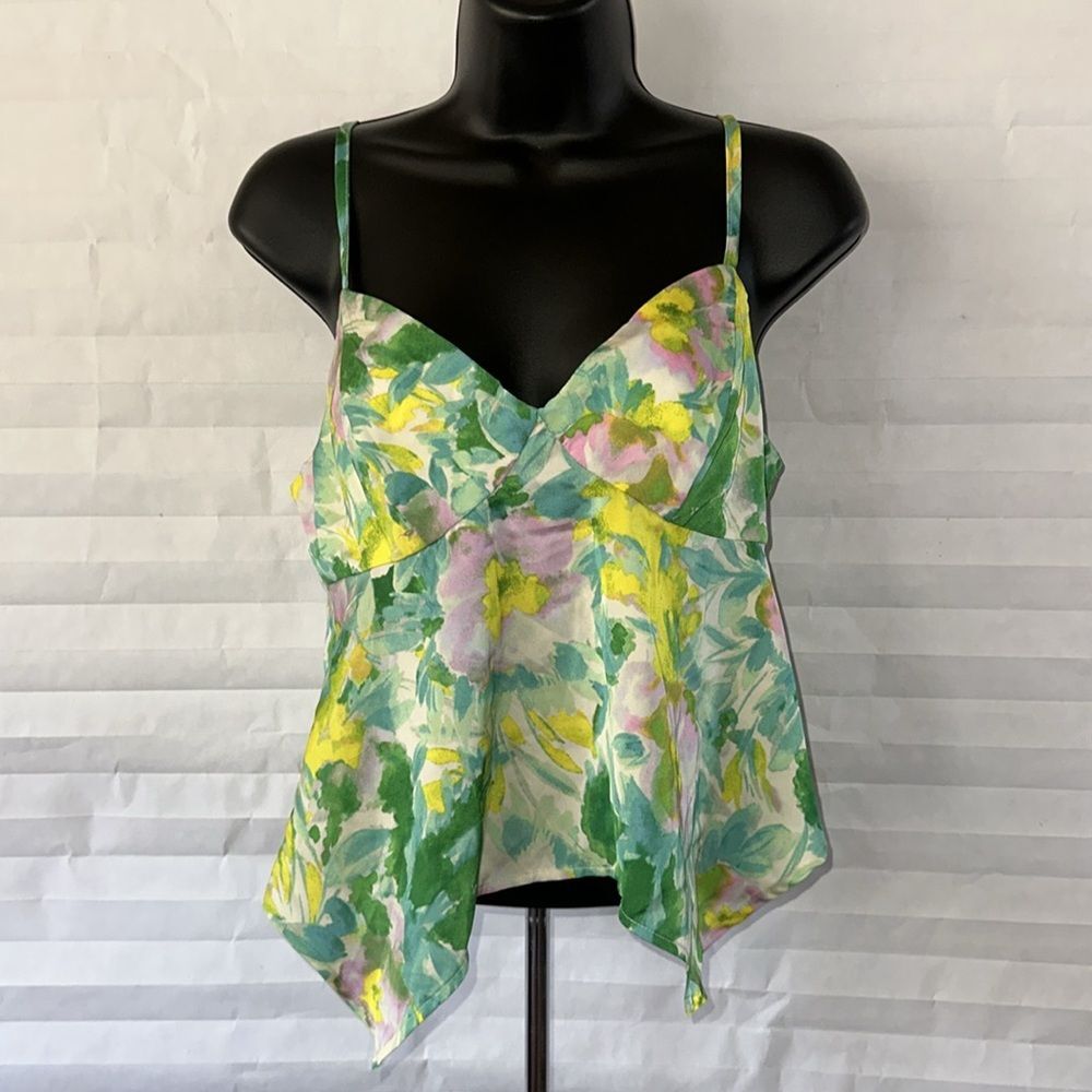 Wild Fable Floral Tank Top Yellow Green Pink Size Small Sleeveless Summer Top